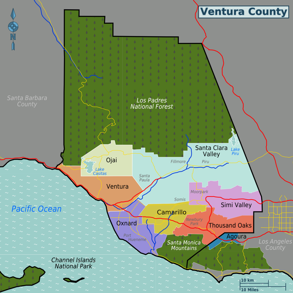 Service area map of Thousand Oaks and Ventura County